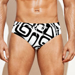 Black And White Maori Sea Turtle Print Men's Swim Briefs