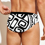 Black And White Maori Sea Turtle Print Men's Swim Briefs