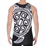 Black And White Maori Sea Turtle Print Men's Velvet Tank Top