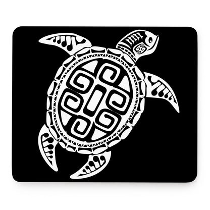 Black And White Maori Sea Turtle Print Mouse Pad