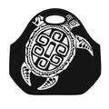 Black And White Maori Sea Turtle Print Neoprene Lunch Bag