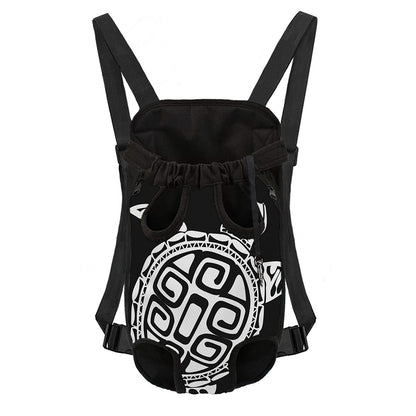 Black And White Maori Sea Turtle Print Pet Carrier Backpack