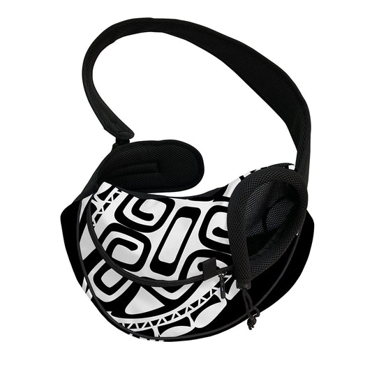 Black And White Maori Sea Turtle Print Pet Sling Carrier