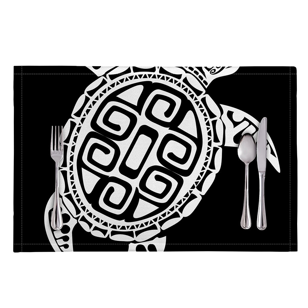 Black And White Maori Sea Turtle Print Placemat