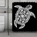 Black And White Maori Sea Turtle Print Polyester Shower Curtain