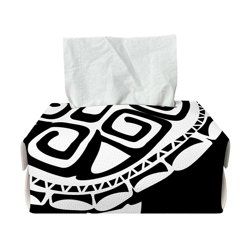 Black And White Maori Sea Turtle Print Rectangle Tissue Box Cover