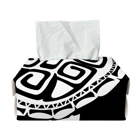 Black And White Maori Sea Turtle Print Rectangle Tissue Box Cover