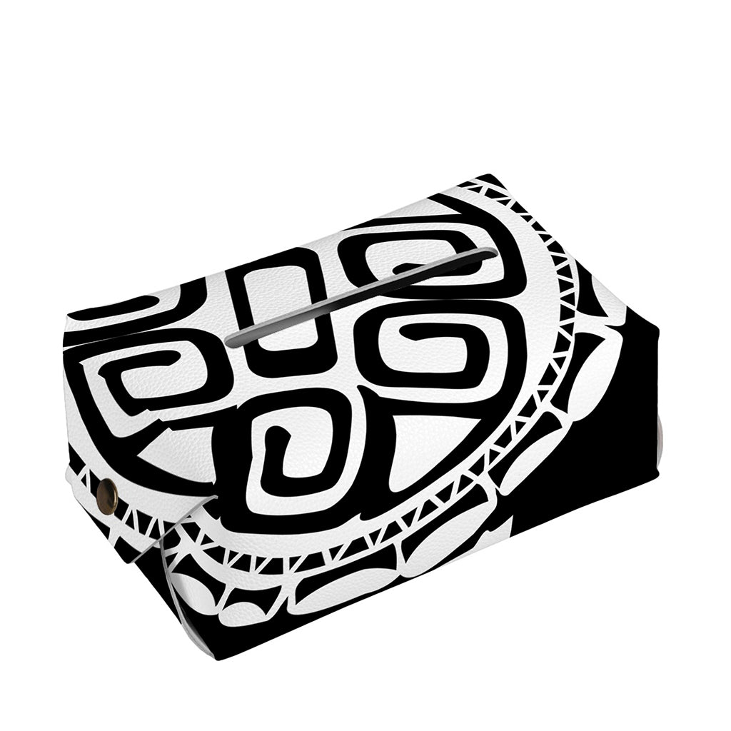 Black And White Maori Sea Turtle Print Rectangle Tissue Box Cover