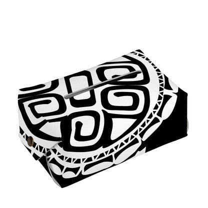 Black And White Maori Sea Turtle Print Rectangle Tissue Box Cover