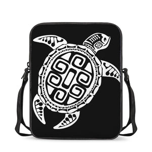 Black And White Maori Sea Turtle Print Rectangular Crossbody Bag