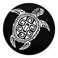 Black And White Maori Sea Turtle Print Round Blanket