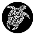 Black And White Maori Sea Turtle Print Round Floor Mat