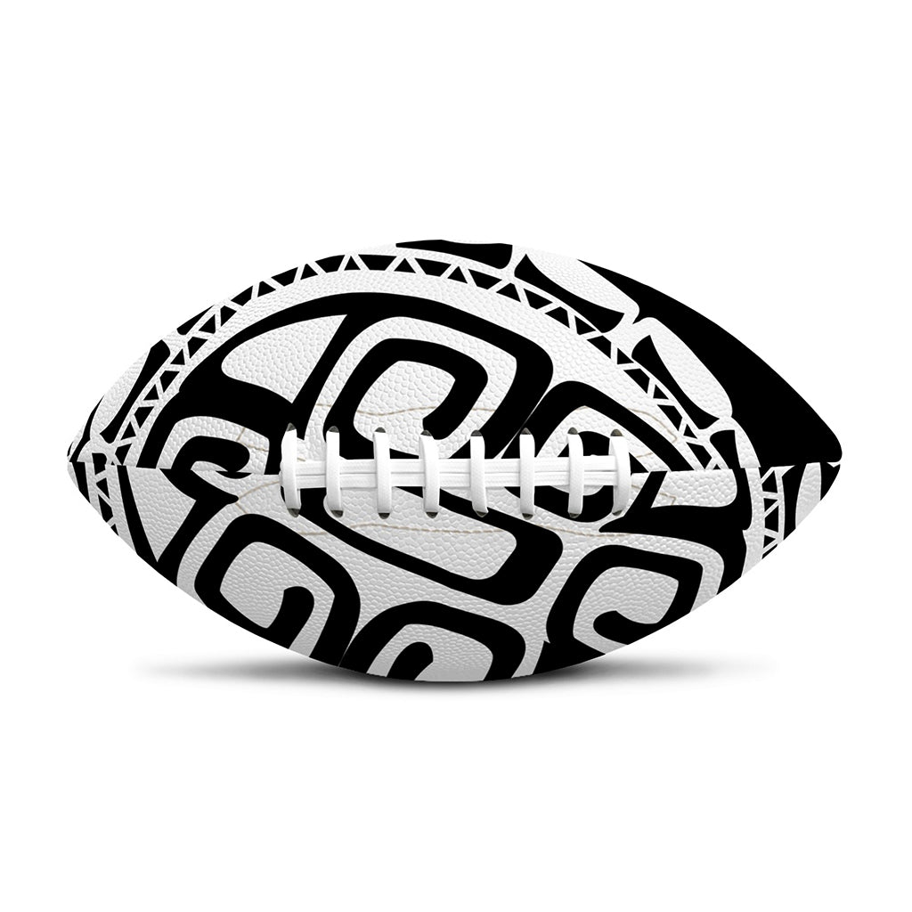 Black And White Maori Sea Turtle Print Rugby Ball