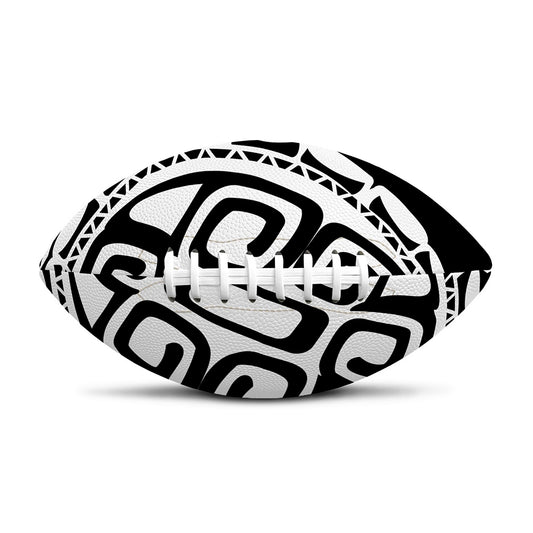 Black And White Maori Sea Turtle Print Rugby Ball