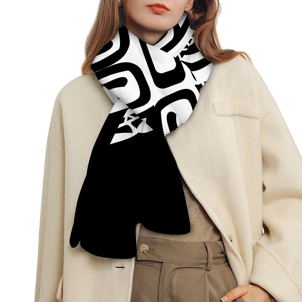 Black And White Maori Sea Turtle Print Scarf