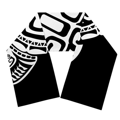 Black And White Maori Sea Turtle Print Scarf