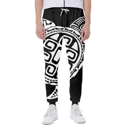 Black And White Maori Sea Turtle Print Scuba Joggers