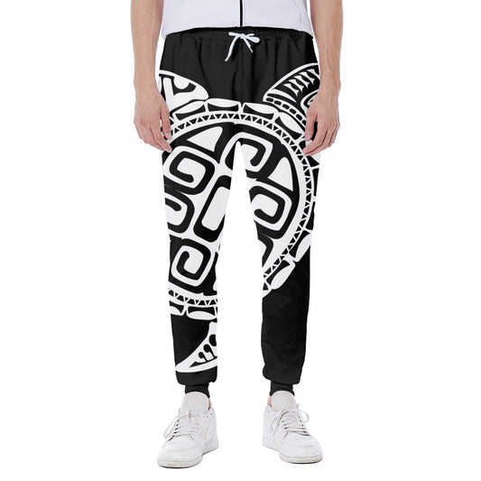 Black And White Maori Sea Turtle Print Scuba Joggers