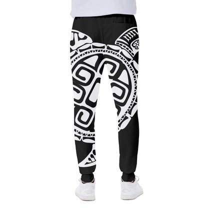 Black And White Maori Sea Turtle Print Scuba Joggers