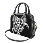 Black And White Maori Sea Turtle Print Shoulder Handbag