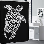 Black And White Maori Sea Turtle Print Shower Curtain