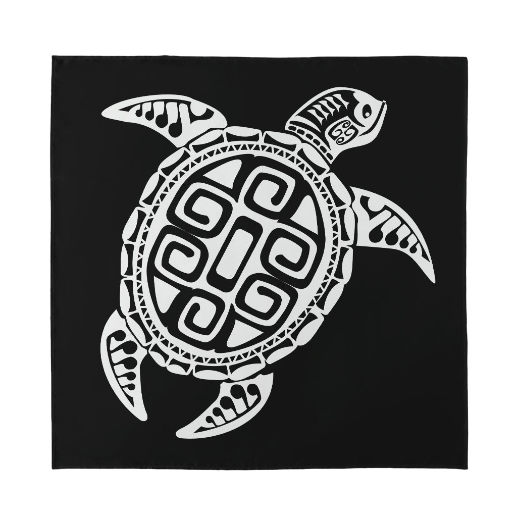 Black And White Maori Sea Turtle Print Silk Bandana