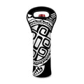 Black And White Maori Sea Turtle Print Single Neoprene Wine Tote
