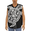 Black And White Maori Sea Turtle Print Sleeveless Baseball Jersey
