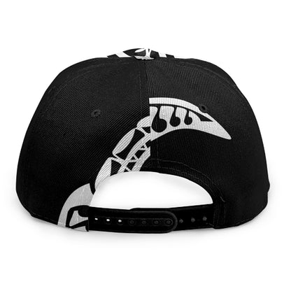 Black And White Maori Sea Turtle Print Snapback Cap