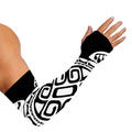 Black And White Maori Sea Turtle Print Sun Protection Arm Sleeves