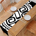 Black And White Maori Sea Turtle Print Table Runner