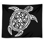 Black And White Maori Sea Turtle Print Tapestry