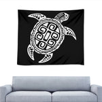 Black And White Maori Sea Turtle Print Tapestry