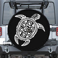 Black And White Maori Sea Turtle Print Tire Cover With Camera Hole