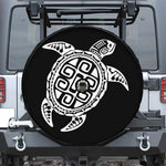 Black And White Maori Sea Turtle Print Tire Cover With Camera Hole