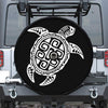 Black And White Maori Sea Turtle Print Tire Cover With Camera Hole