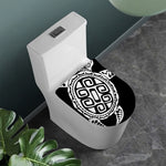 Black And White Maori Sea Turtle Print Toilet Lid Cover