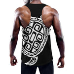 Black And White Maori Sea Turtle Print Training Tank Top
