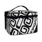 Black And White Maori Sea Turtle Print Travel Makeup Bag