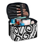 Black And White Maori Sea Turtle Print Travel Makeup Bag