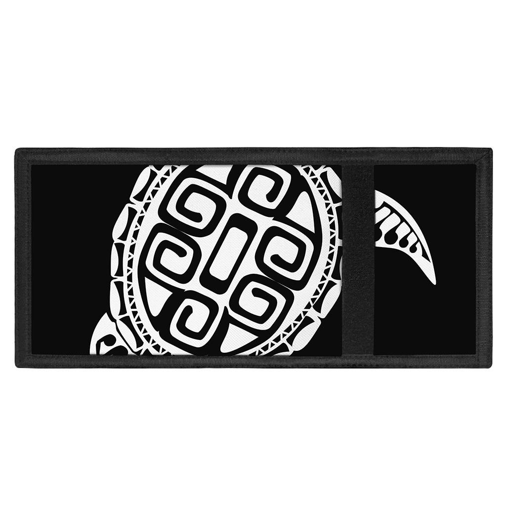 Black And White Maori Sea Turtle Print Trifold Wallet