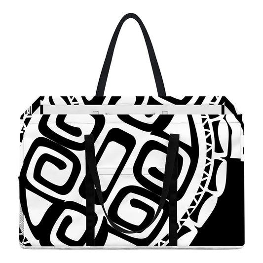 Black And White Maori Sea Turtle Print Utility Tote Bag