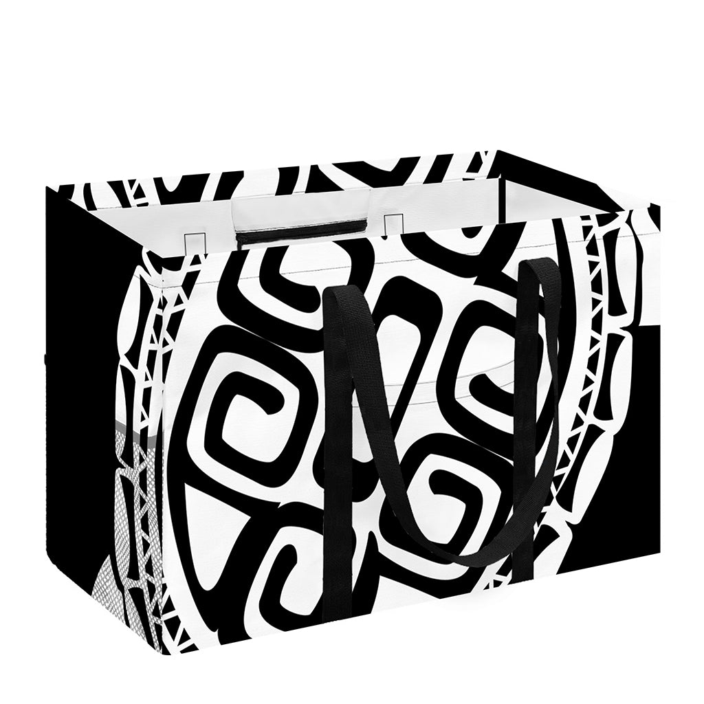 Black And White Maori Sea Turtle Print Utility Tote Bag