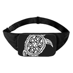 Black And White Maori Sea Turtle Print Waist Bag