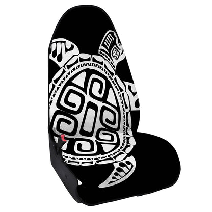 Black And White Maori Sea Turtle Print Waterproof Car Seat Cover