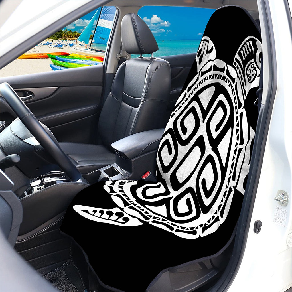 Black And White Maori Sea Turtle Print Waterproof Car Seat Cover