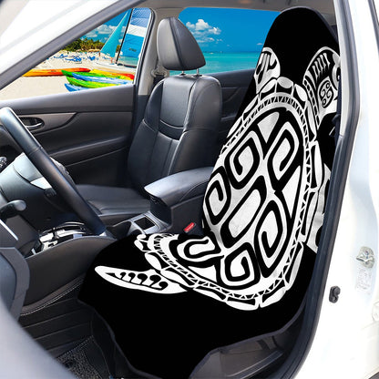 Black And White Maori Sea Turtle Print Waterproof Car Seat Cover