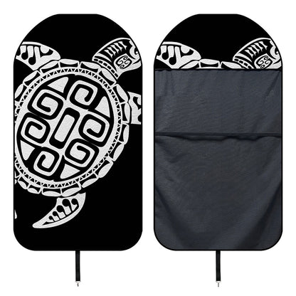 Black And White Maori Sea Turtle Print Waterproof Car Seat Cover
