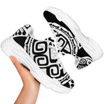 Black And White Maori Sea Turtle Print White Chunky Shoes