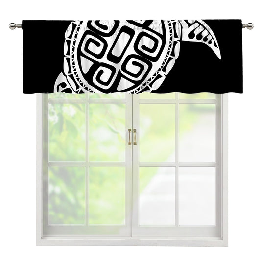 Black And White Maori Sea Turtle Print Window Valance